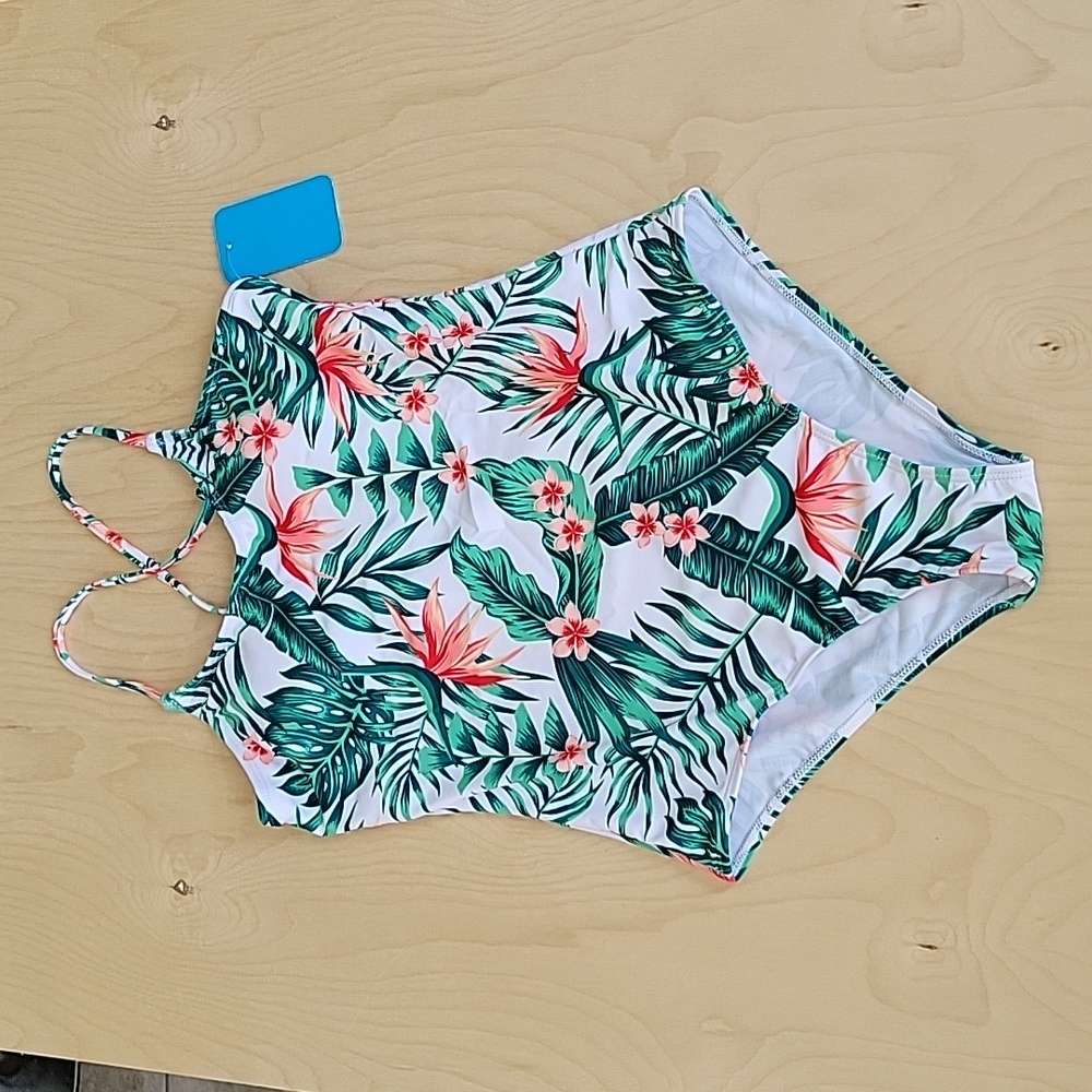 Women's Swimsuit with Leaf Print in Size Small